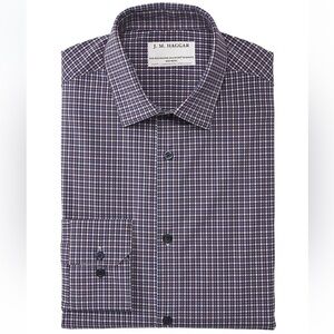 J.M Haggar white and blue check performance dress shirt